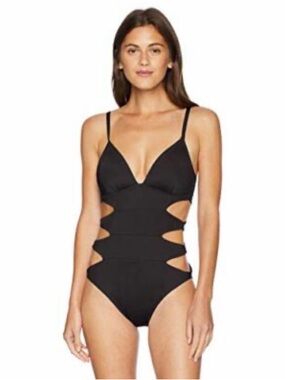 KENNETH COLE Black Cutout One-Piece Swimsuit SM $89